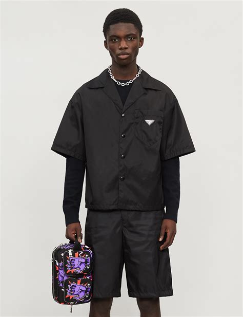 black prada shirt|prada men's black shirt.